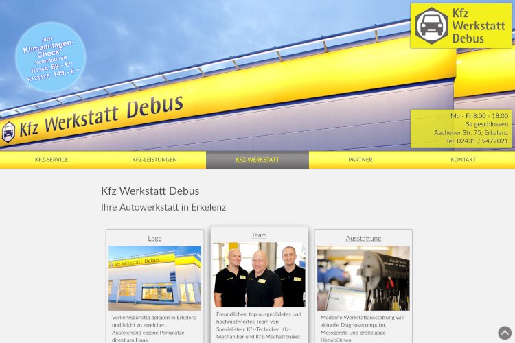 Website Menu www.debus-kfz.de