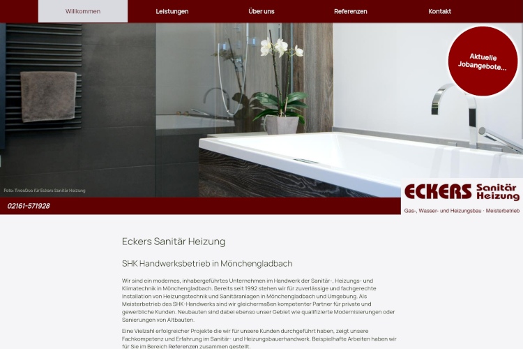 Website www.eckers-sanitaer-heizung.de