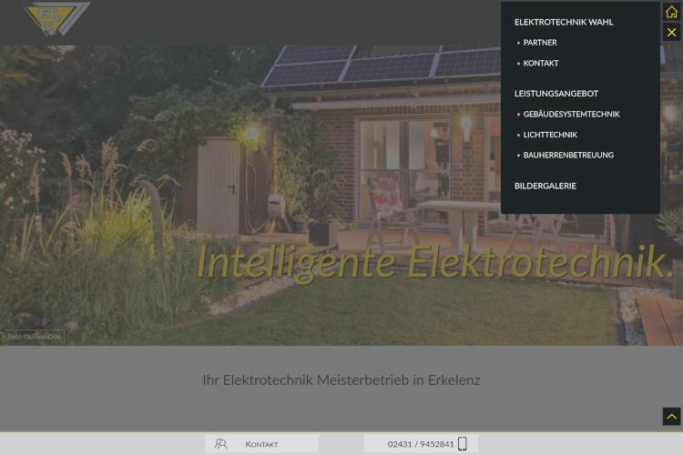 Website Menu www.elektrotechnik-wahl.de