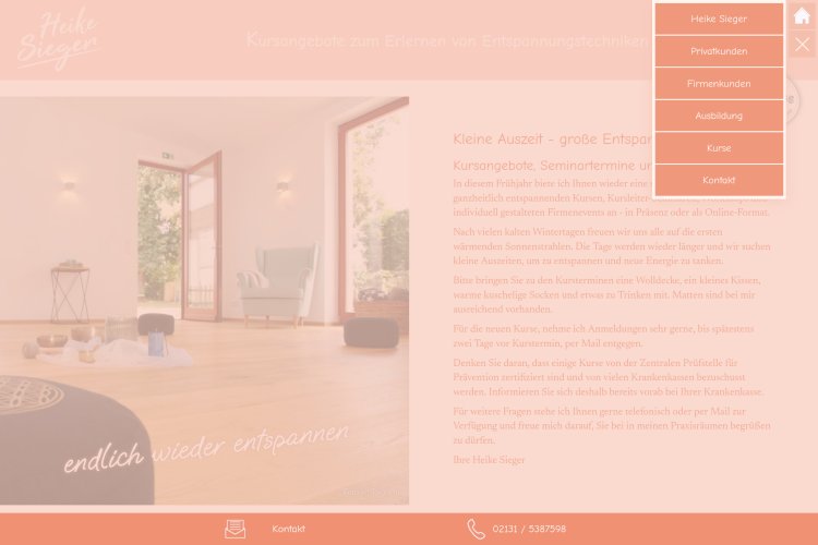 Website Menu www.entspannung-sieger.de