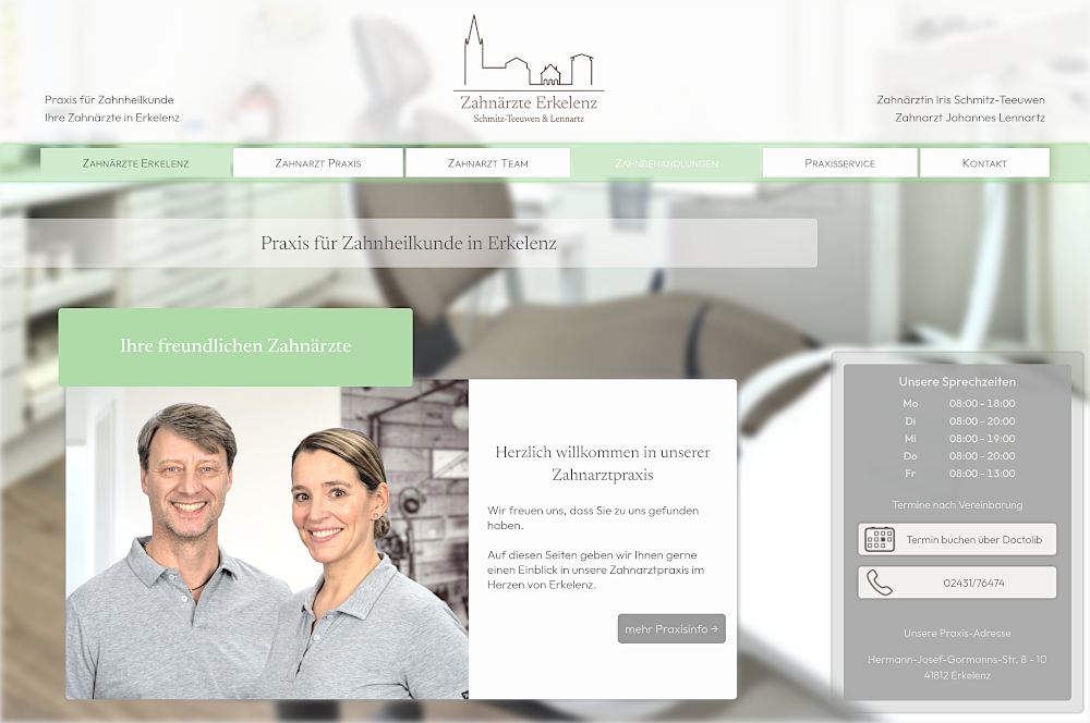 Website Menu www.zahnaerzte-erkelenz.de