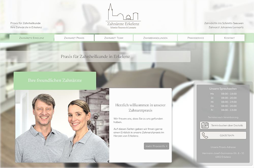 Screenshot von www.zahnaerzte-erkelenz.de