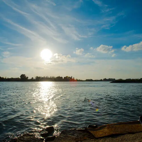 TwooDoo - der Rhein bei Düsseldorf im Sonnenuntergang