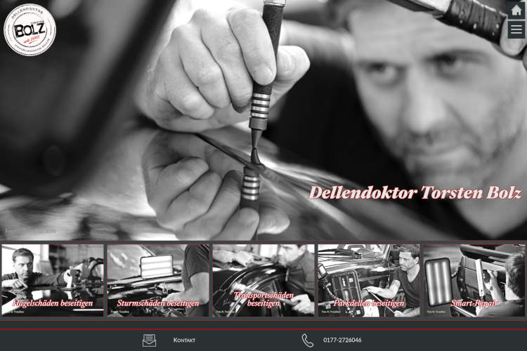Kontrastreiches High-End Webdesign in Schwarz-Weiß-Optik mit maßgeschneiderter Interaktion für Dellendoktor Bolz