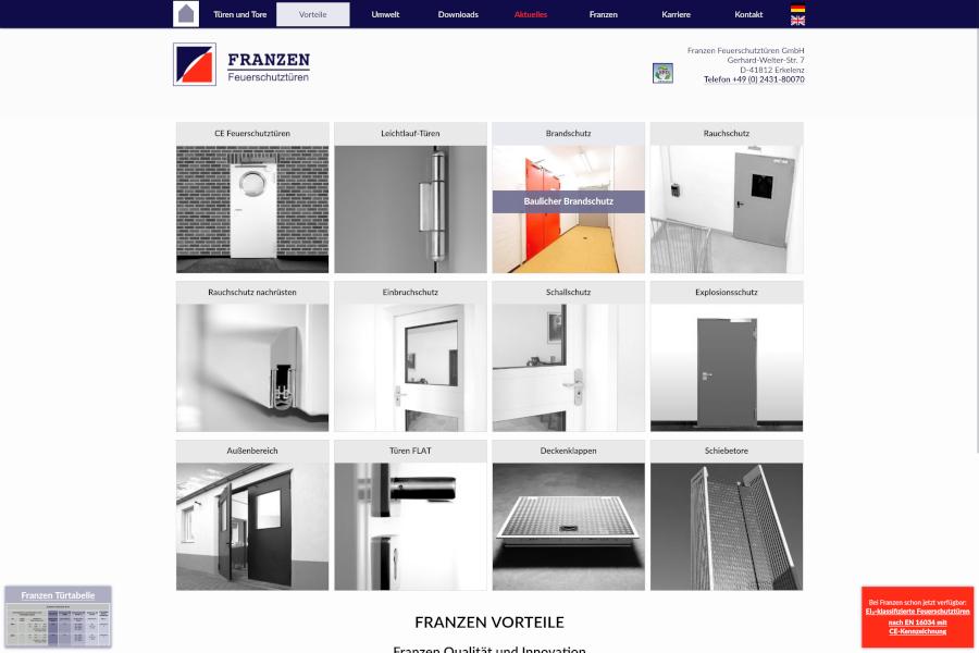 Screenshot www.franzen.nrw