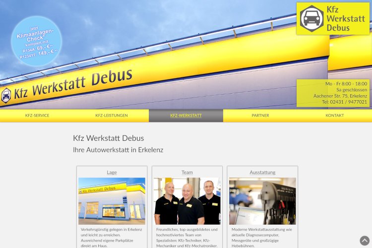 Screenshot Website www.debus-kfz.de