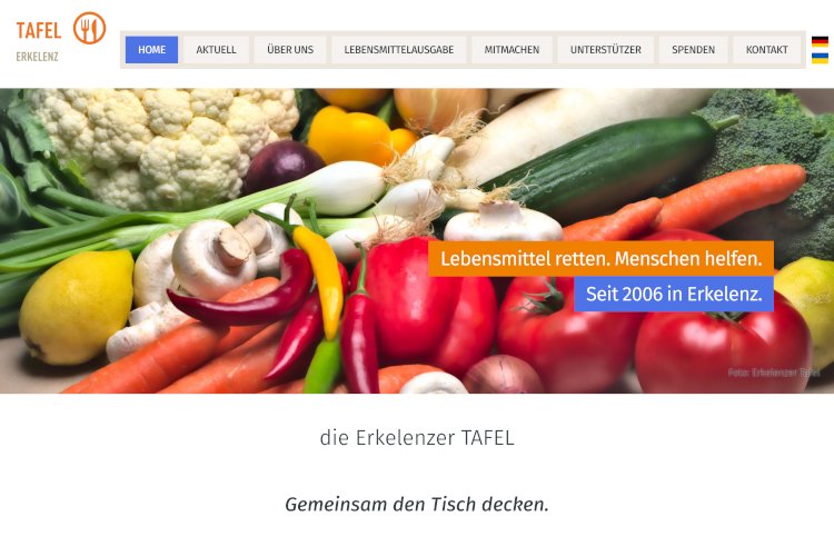 Screenshot Website www.erkelenzer-tafel.de