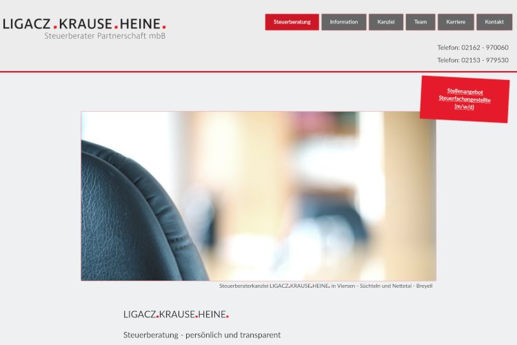 Screenshot Website www.ligacz-krause-heine.de